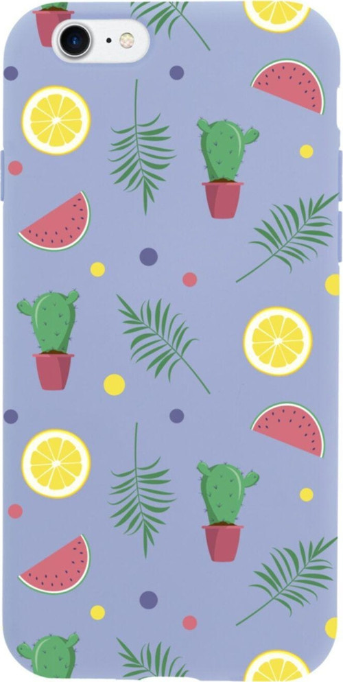 İphone 7 Summer Cactus Tasarımlı Lila Telefon Kılıfı