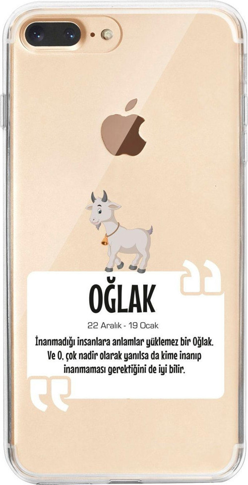 İphone 8 Plus Oğlak Burcu Desenli Şeffaf Telefon Kılıfı