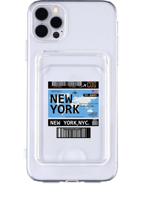 Iphone 11 Pro Max Uyumlu New York Ticket Desenli Şeffaf Kamera Korumalı Ve Kartlıklı Telefon Kılıfı