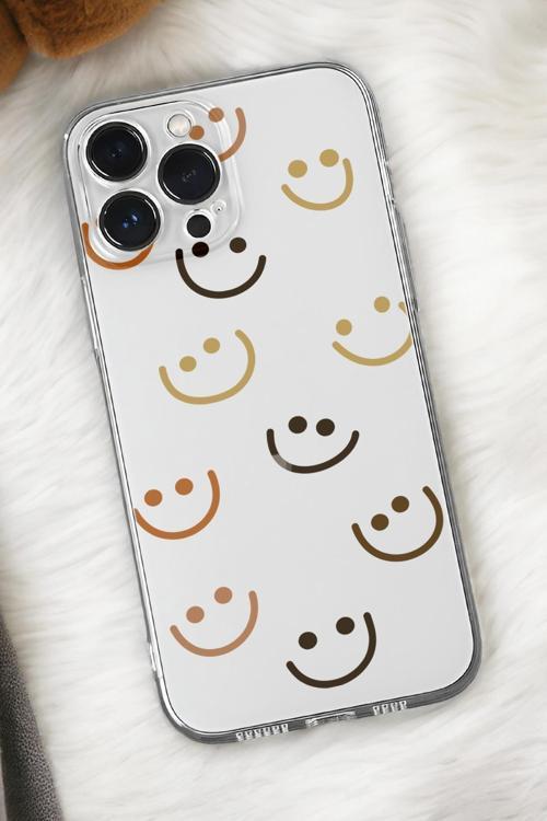 İphone 16 Pro Max Uyumlu Smile Desenli Premium Silikonlu Şeffaf Telefon Kılıfı