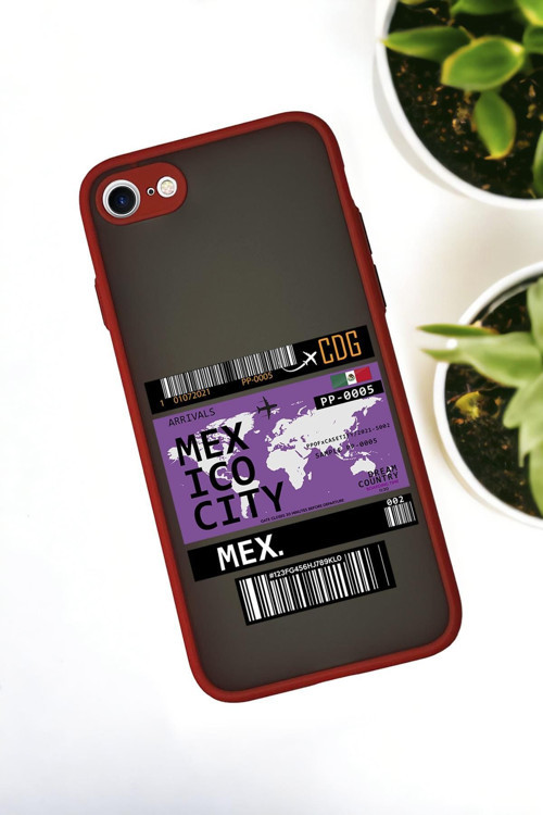 İphone 7 Uyumlu Mexico Ticket Desenli Buzlu Şeffaf Lüx Telefon Kılıfı
