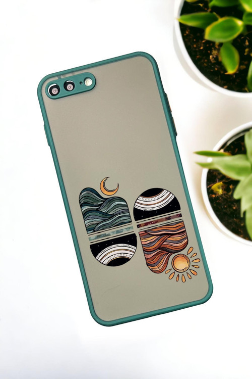 İphone 7 Plus Uyumlu Sunset Wave Desenli Buzlu Şeffaf Lüx Telefon Kılıfı