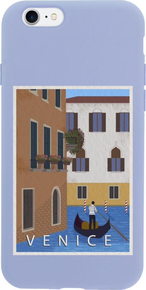 İphone 7 Uyumlu Venice Gondola Tasarımlı Lila Telefon Kılıfı