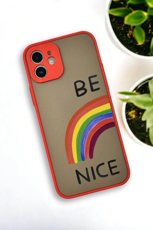 İphone 12 Uyumlu Be Nice Desenli Buzlu Şeffaf Lüx Telefon Kılıfı