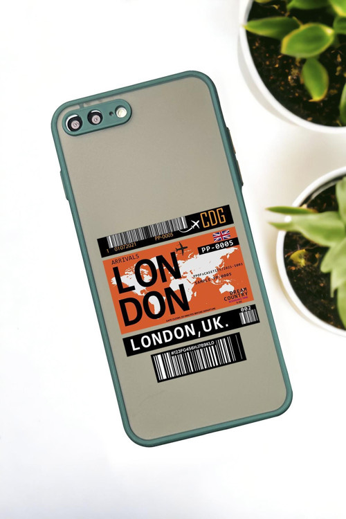 İphone 7 Plus Uyumlu London Yaprak Desenli Buzlu Şeffaf Lüx Telefon Kılıfı