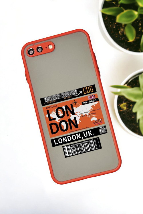 İphone 7 Plus Uyumlu London Yaprak Desenli Buzlu Şeffaf Lüx Telefon Kılıfı