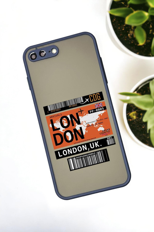İphone 7 Plus Uyumlu London Yaprak Desenli Buzlu Şeffaf Lüx Telefon Kılıfı