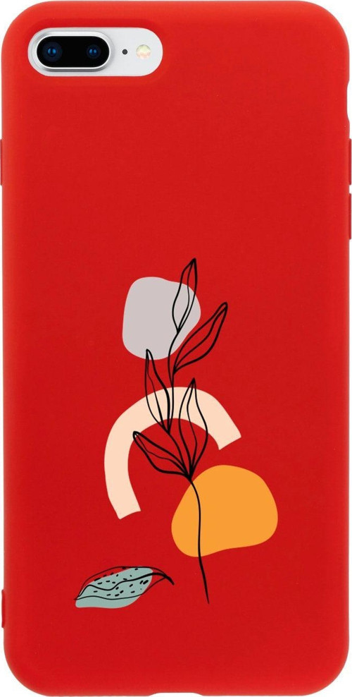 İphone 8 Plus Flowers Tasarımlı Kırmızı Telefon Kılıfı
