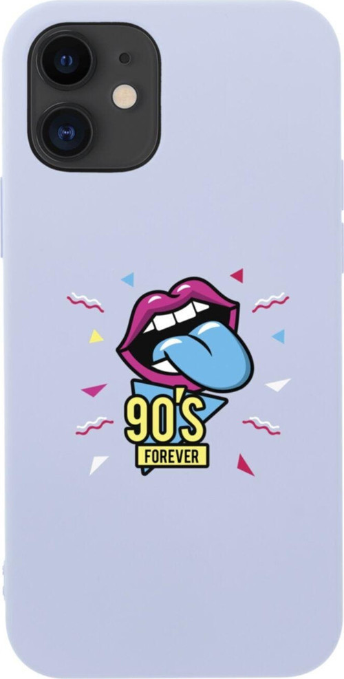 İphone 12 Uyumlu 90'S Forever Tasarımlı Lila Telefon Kılıfı