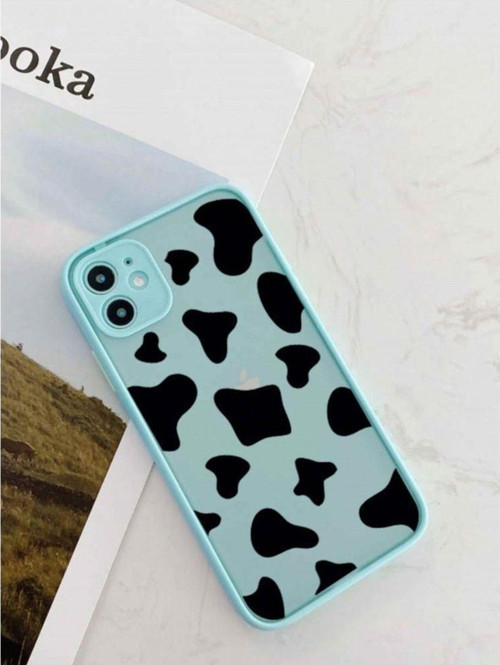 Iphone 11 Kamera Lens Korumalı Inek Desenli Lüx Su Yeşili Telefon Kılıfı