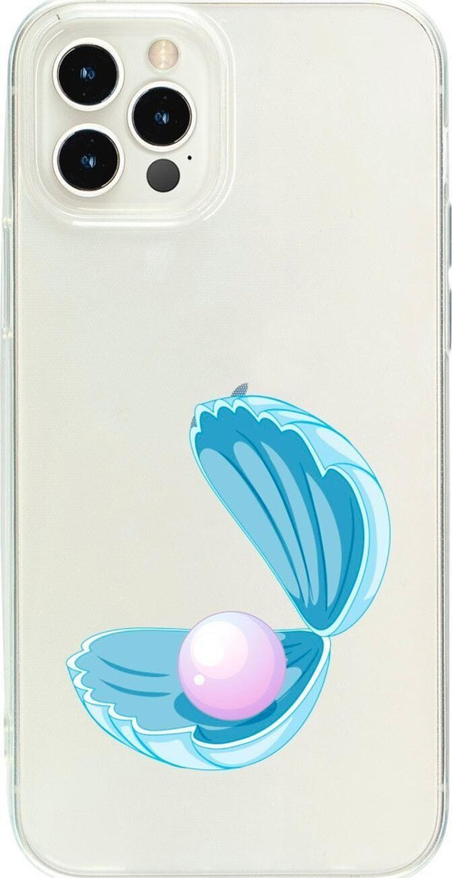 İphone 15 Pro Max Incili Deniz Desenli Şeffaf Telefon Kılıfı
