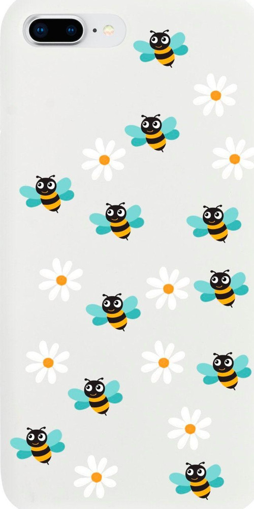 İphone 8 Plus Bee Etiket Tasarımlı Beyaz Telefon Kılıfı