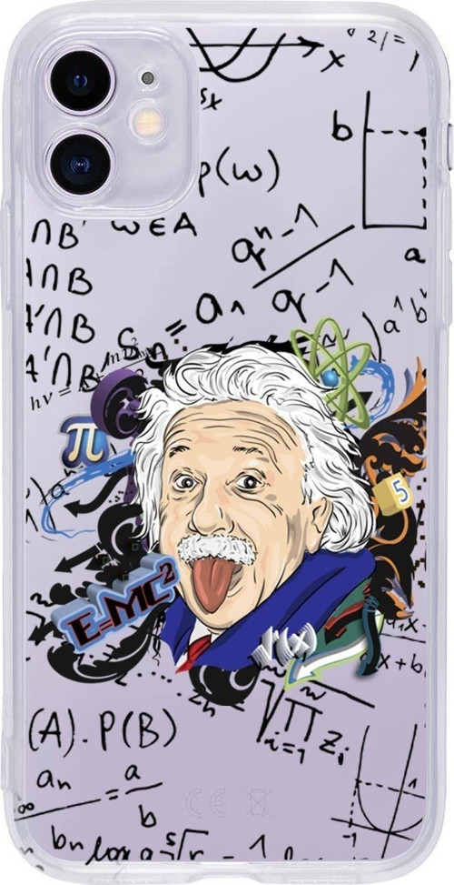 Iphone 11 Einstein In Formula Desenli Premium Şeffaf Silikon Kılıf