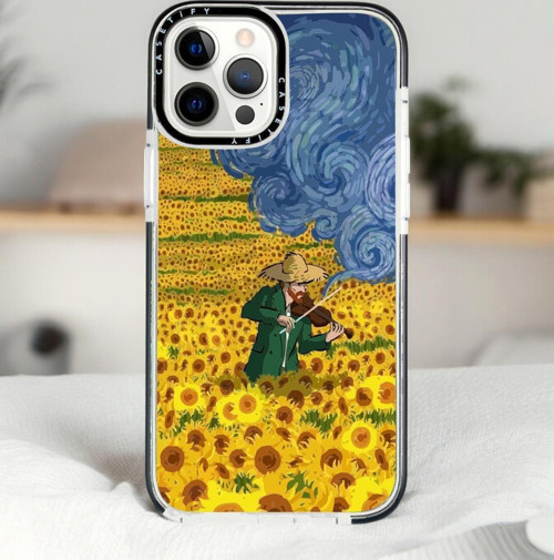 İphone 14 Pro Sarı Çiçekler Desenli Casetify Darbe Emci Silikonlu Telefon Kılıfı