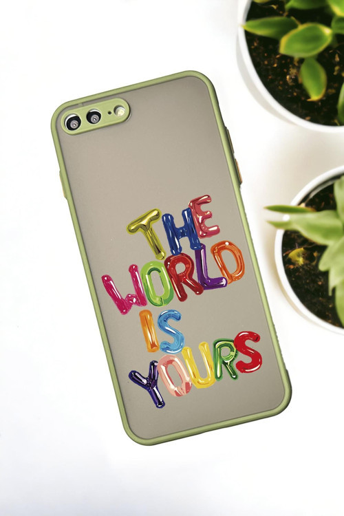 İphone 7 Plus Uyumlu The World Desenli Buzlu Şeffaf Lüx Telefon Kılıfı