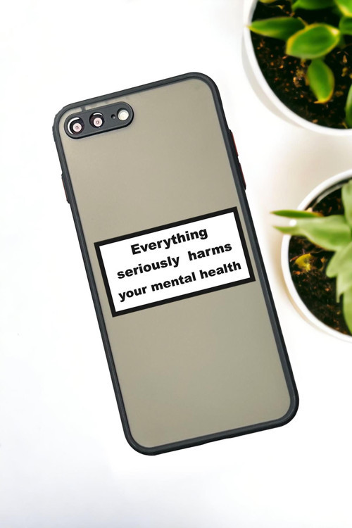 İphone 7 Plus Uyumlu Everything Desenli Buzlu Şeffaf Lüx Telefon Kılıfı