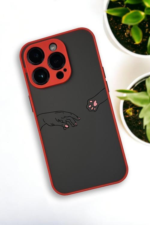 İphone 12 Pro Max Uyumlu Hand And Paw Desenli Buzlu Şeffaf Lüx Telefon Kılıfı