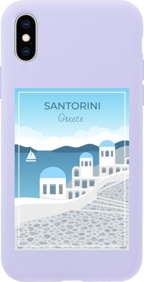 İphone Xs Santorini Tasarımlı Lila Telefon Kılıfı