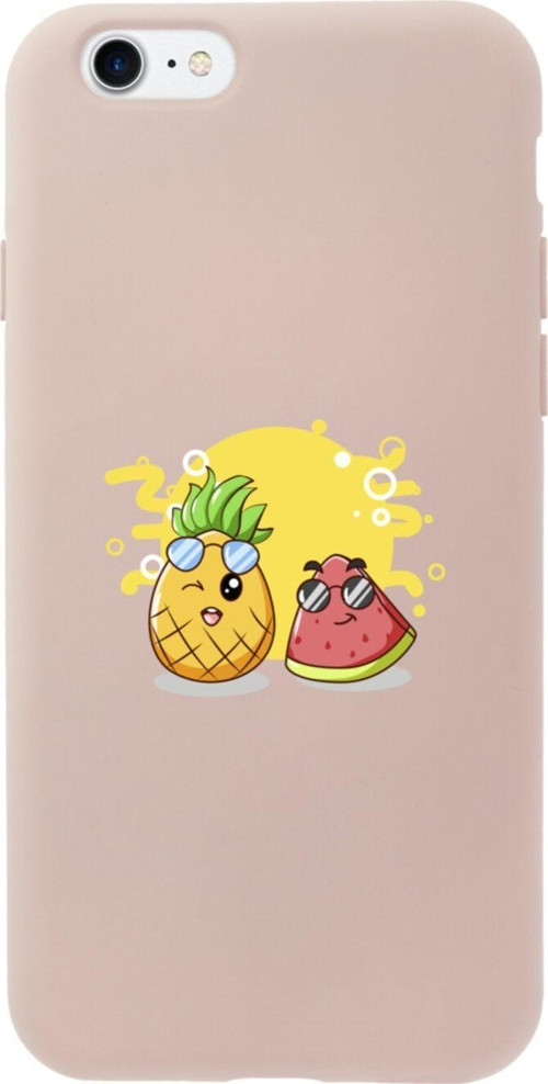 İphone Se Ananas Ve Karpuz Tasarımlı Pembe Telefon Kılıfı