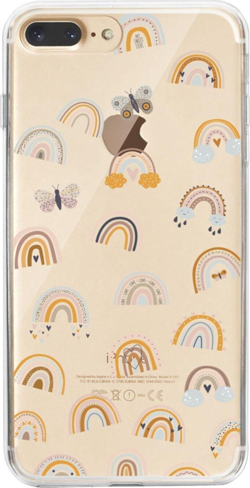 İphone 7 Plus Pink Rainbow Şeffaf Telefon Kılıfı