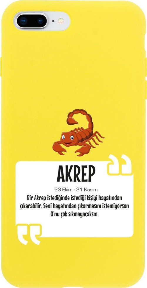 İphone 7 Plus Akrep Burcu Tasarımlı Sarı Telefon Kılıfı