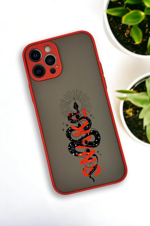 İphone 12 Pro Uyumlu Snake Desenli Buzlu Şeffaf Lüx Telefon Kılıfı
