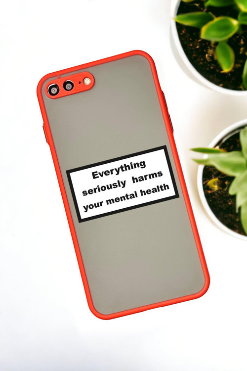 İphone 7 Plus Uyumlu Everything Desenli Buzlu Şeffaf Lüx Telefon Kılıfı