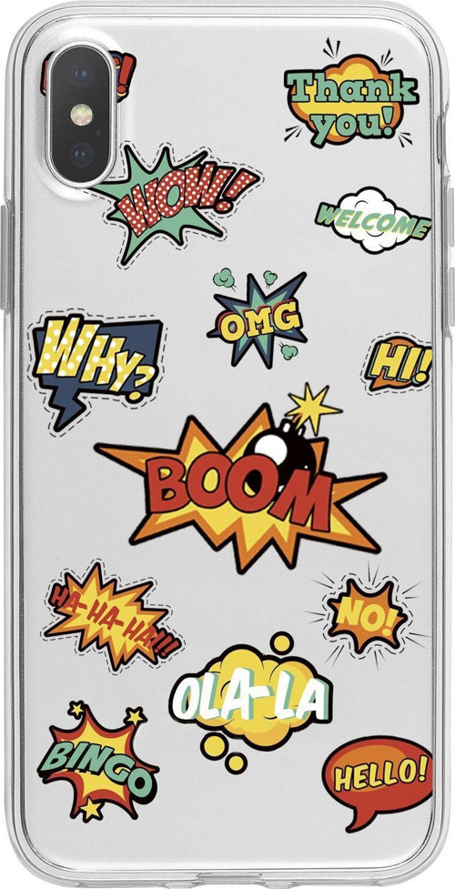 İphone Xs Max Stickers Desenli Premium Şeffaf Silikon Kılıf