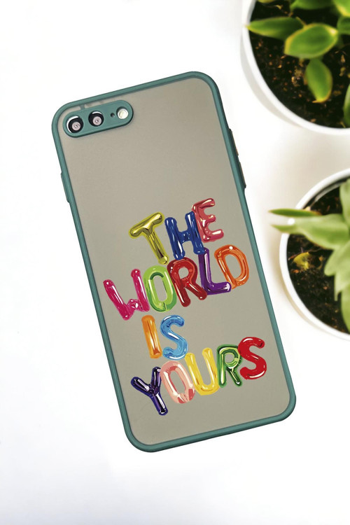 İphone 7 Plus Uyumlu The World Desenli Buzlu Şeffaf Lüx Telefon Kılıfı