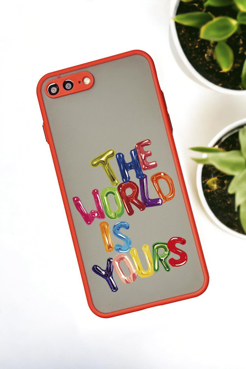 İphone 7 Plus Uyumlu The World Desenli Buzlu Şeffaf Lüx Telefon Kılıfı