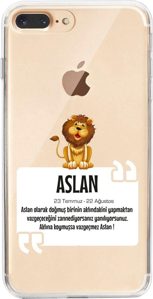 İphone 7 Plus Aslan Burcu Desenli Şeffaf Telefon Kılıfı