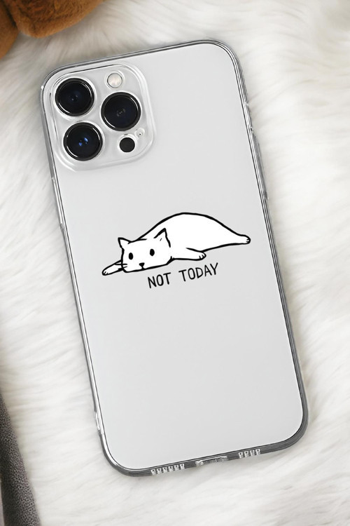 İphone 16 Pro Max Uyumlu Not Today Desenli Premium Silikonlu Şeffaf Telefon Kılıfı