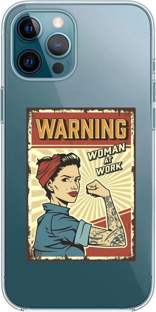 Iphone 12 Pro Max Uyumlu Women At Work Tasarımlı Premium Şeffaf Silikon Kılıf