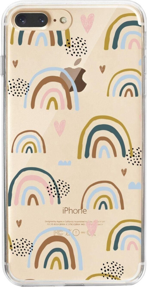 İphone 7 Plus Gökkuşağı Ful Şeffaf Telefon Kılıfı