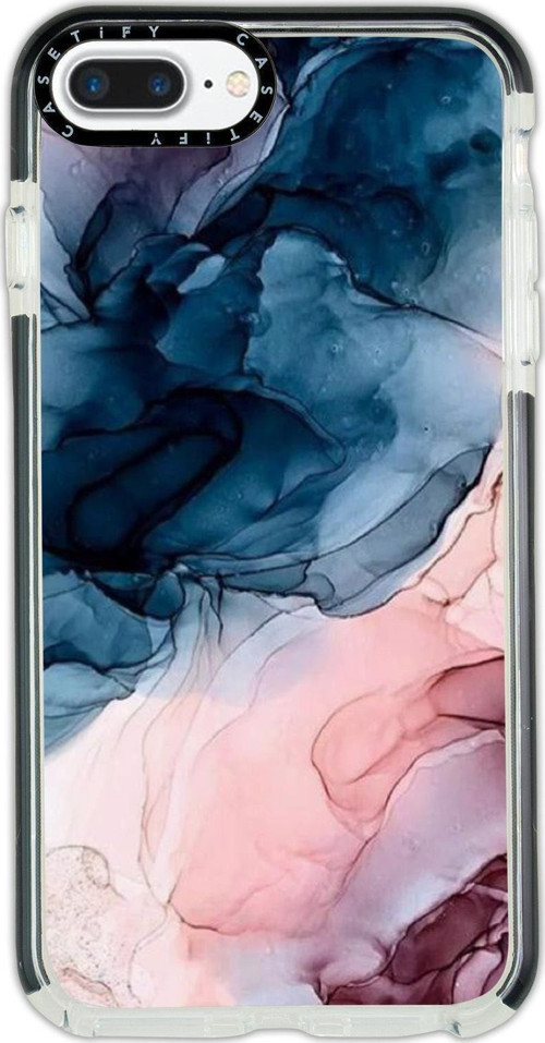 İphone 7 Plus Casetify Renkli Mermer Desenli Anti Shock Premium Silikonlu Siyah Kenar Detaylı Telefo