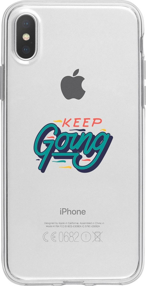 İphone Xs Devam Et Desenli Şeffaf Telefon Kılıfı