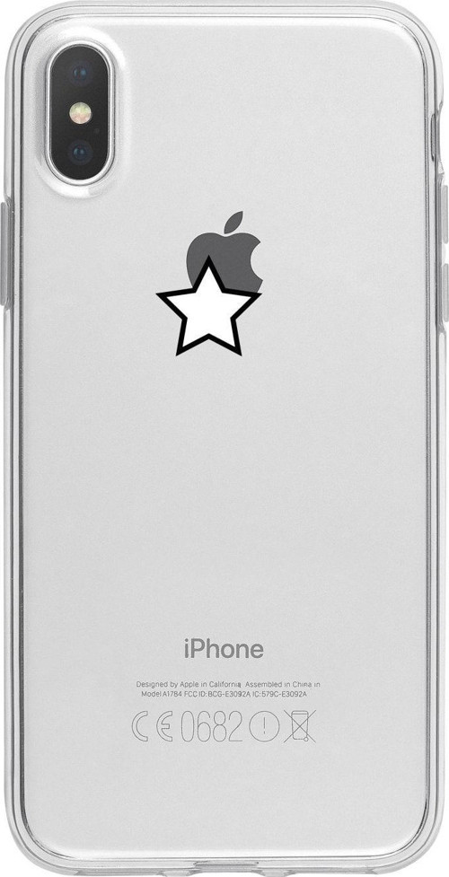 İphone X Beyaz Tek Yıldız Desenli Şeffaf Telefon Kılıfı