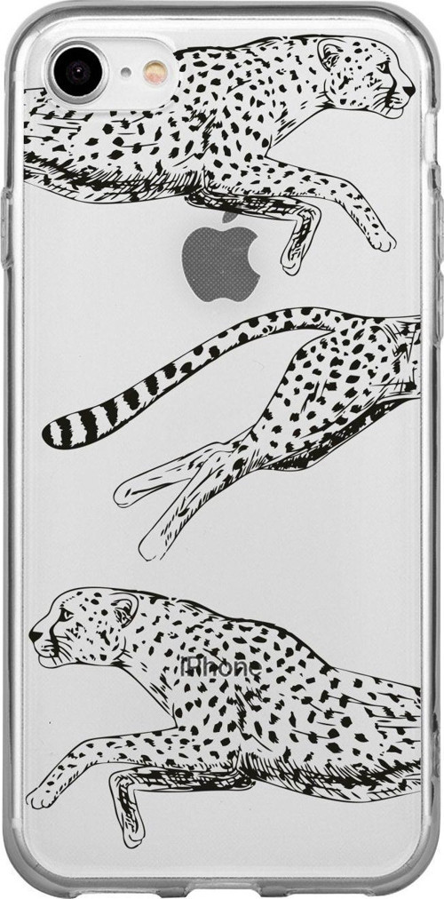 İphone 8 Çita Desenli Şeffaf Telefon Kılıfı