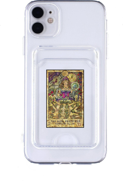 Iphone 11 Uyumlu The High Priestess Desenli Şeffaf Kamera Korumalı Ve Kartlıklı Telefon Kılıfı