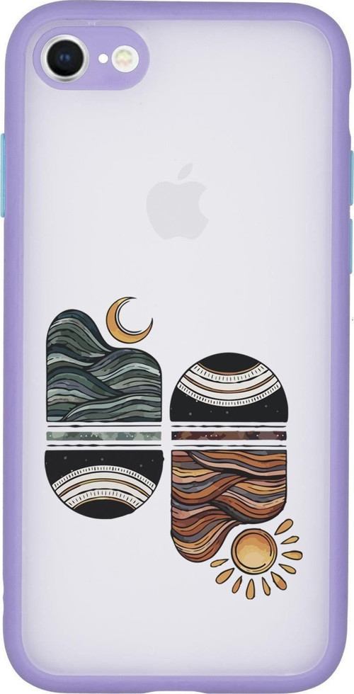 İphone 8 Uyumlu Kamera Lens Korumalı Sunset Wave Desenli Lüx Telefon Kılıfı