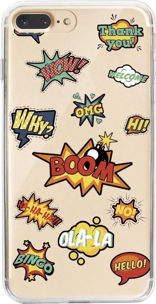 İphone 7 Plus Stickers Desenli Premium Şeffaf Silikon Kılıf