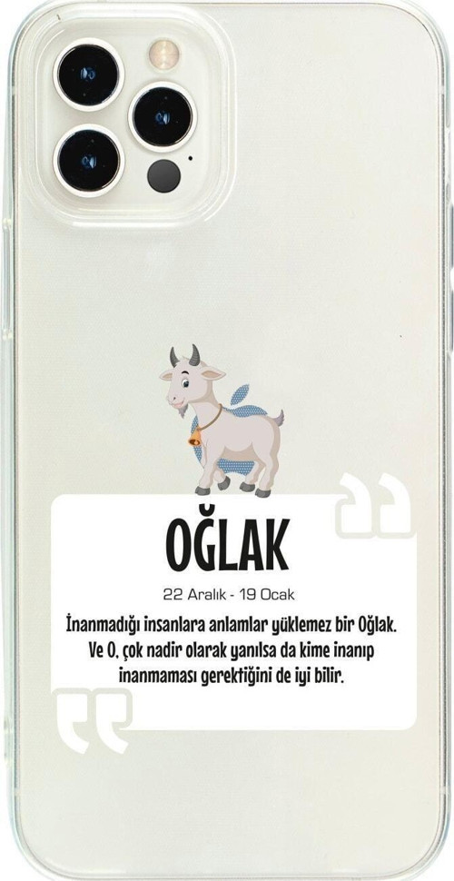 İphone 15 Pro Max Oğlak Burcu Desenli Şeffaf Telefon Kılıfı