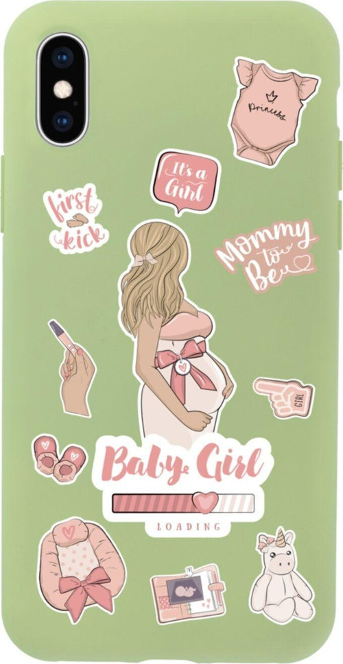 İphone X Baby Girl Tasarımlı Yeşil Telefon Kılıfı
