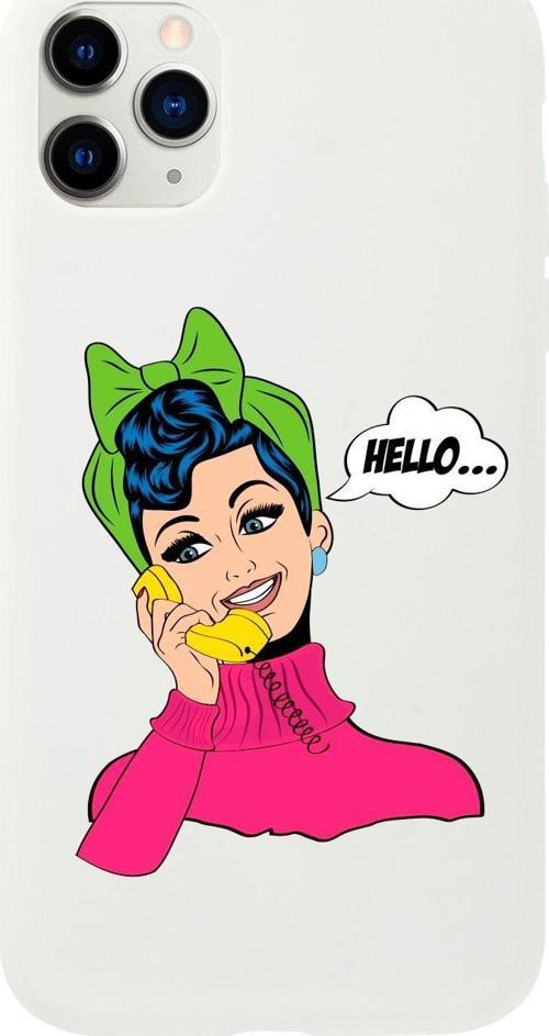 Iphone 11 Pro Max Hello Tasarımlı Beyaz Telefon Kılıfı