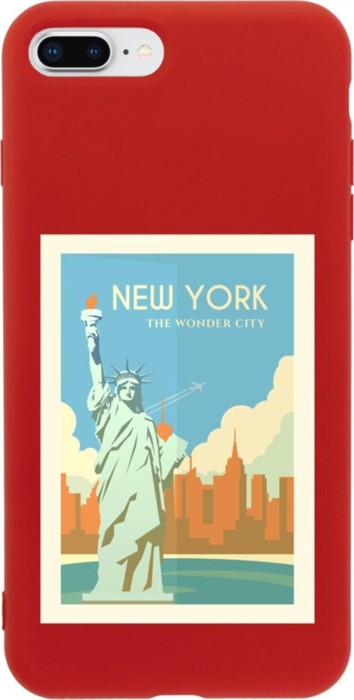 İphone 7 Plus New York Tasarımlı Kırmızı Telefon Kılıfı