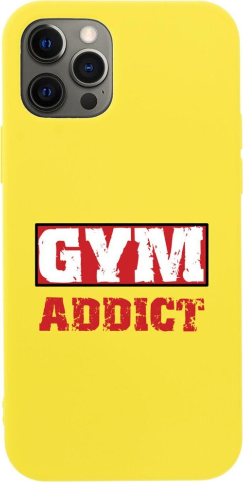 Iphone 12 Pro Gym Addict Tasarımlı Sarı Telefon Kılıfı