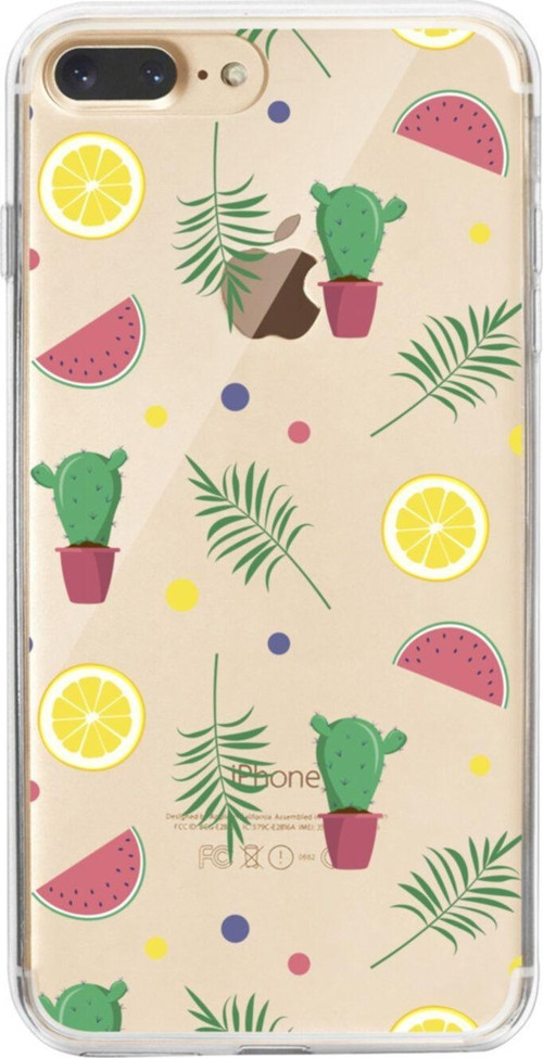 İphone 8 Plus Summer Kaktüs Tasarımlı Şeffaf Telefon Kılıfı