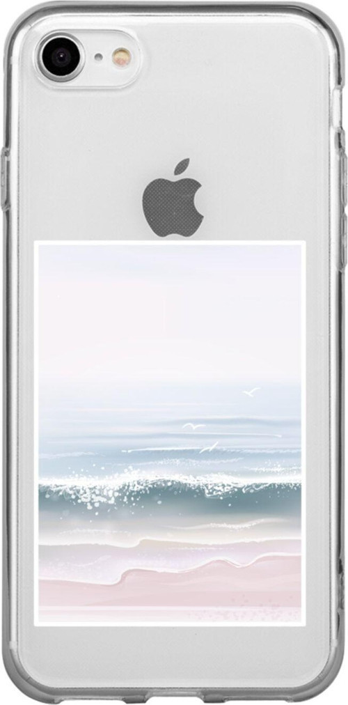 İphone 8 Vektörel Dalga Tasarımlı Şeffaf Telefon Kılıfı