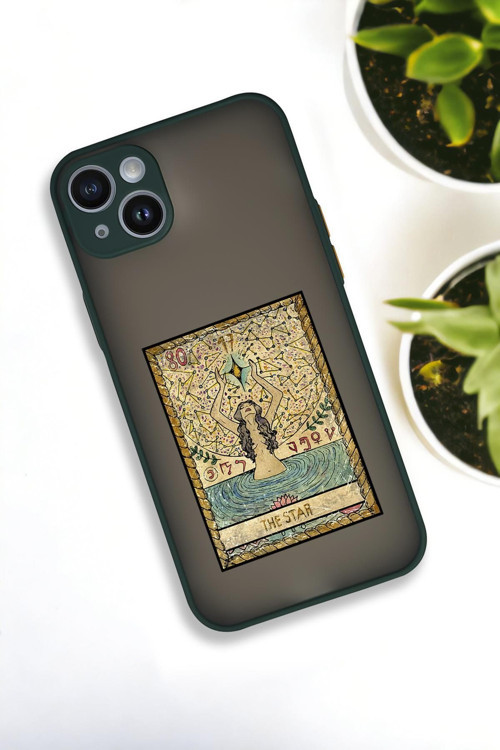 İphone 14 Plus Uyumlu The Star Desenli Buzlu Şeffaf Lüx Telefon Kılıfı