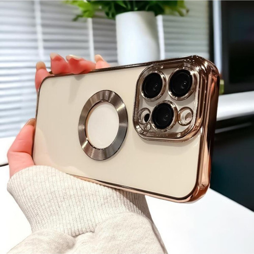 İphone 14 Pro Logo Detaylı Lens Korumalı Renkli Çerçeve Detaylı Şeffaf Silikon Kılıf Mchzr